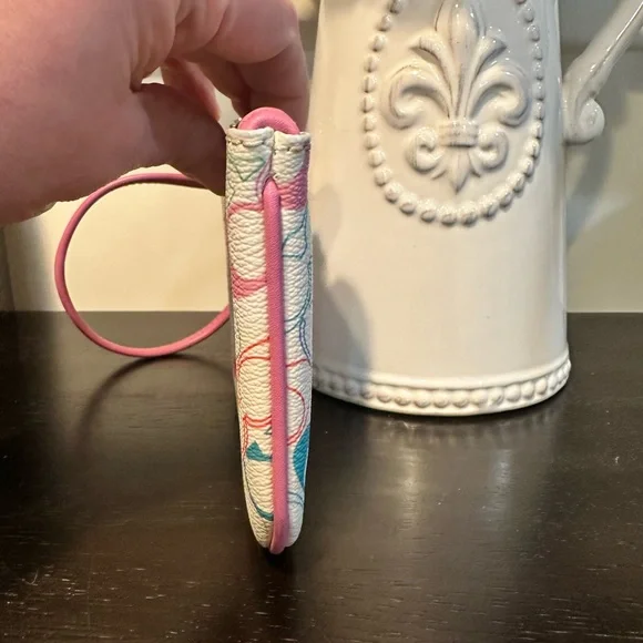 Coach Multicolor Signature C Wristlet Wallet Pink Trim - Picture 7 of 11